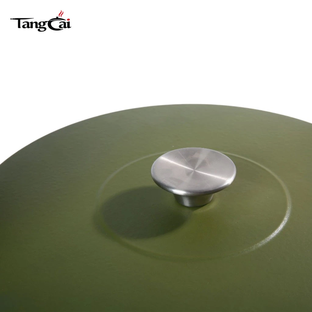 Four hollandaise en fonte &eacute;maill&eacute;e vert fonc&eacute; mat personnalis&eacute; de 6,5&nbsp;QT avec couvercle plat