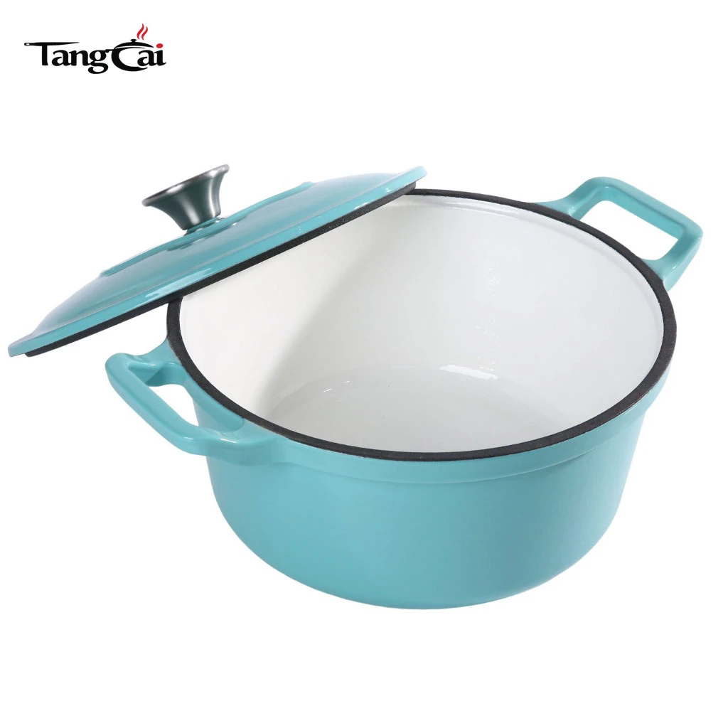 Four hollandaise ronde classique en fonte &eacute;maill&eacute;e de 5&nbsp;QT&nbsp;- Cocotte bleue Tiffany Pot &agrave; soupe pour la cuisson du pain au levain