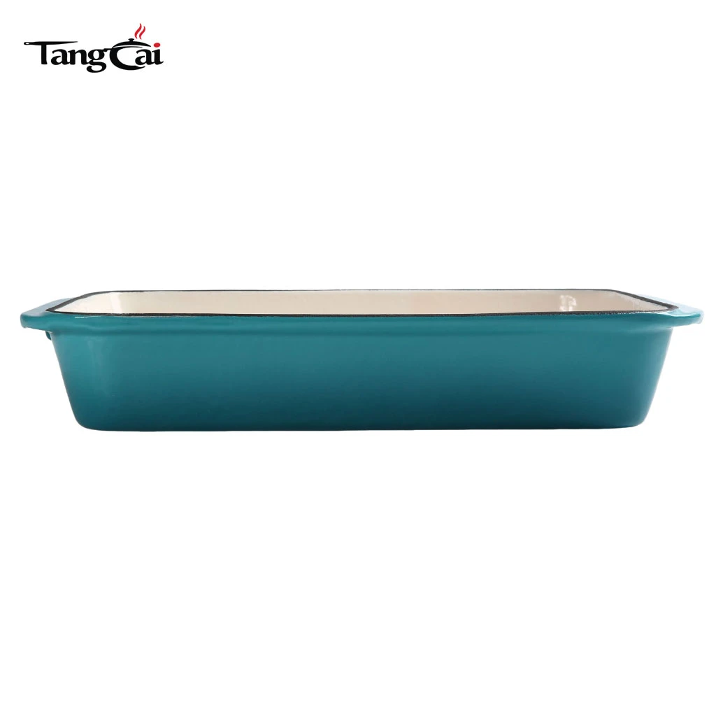 R&ocirc;tissoire en fonte &eacute;maill&eacute;e couleur sarcelle personnalis&eacute;e - Cocotte rectangulaire pour fruits de mer
