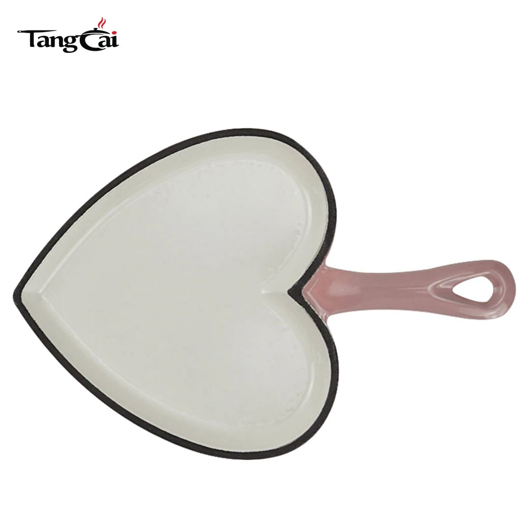 Mini ustensiles de cuisson en forme de c&oelig;ur en fonte &eacute;maill&eacute;e rose Skillet