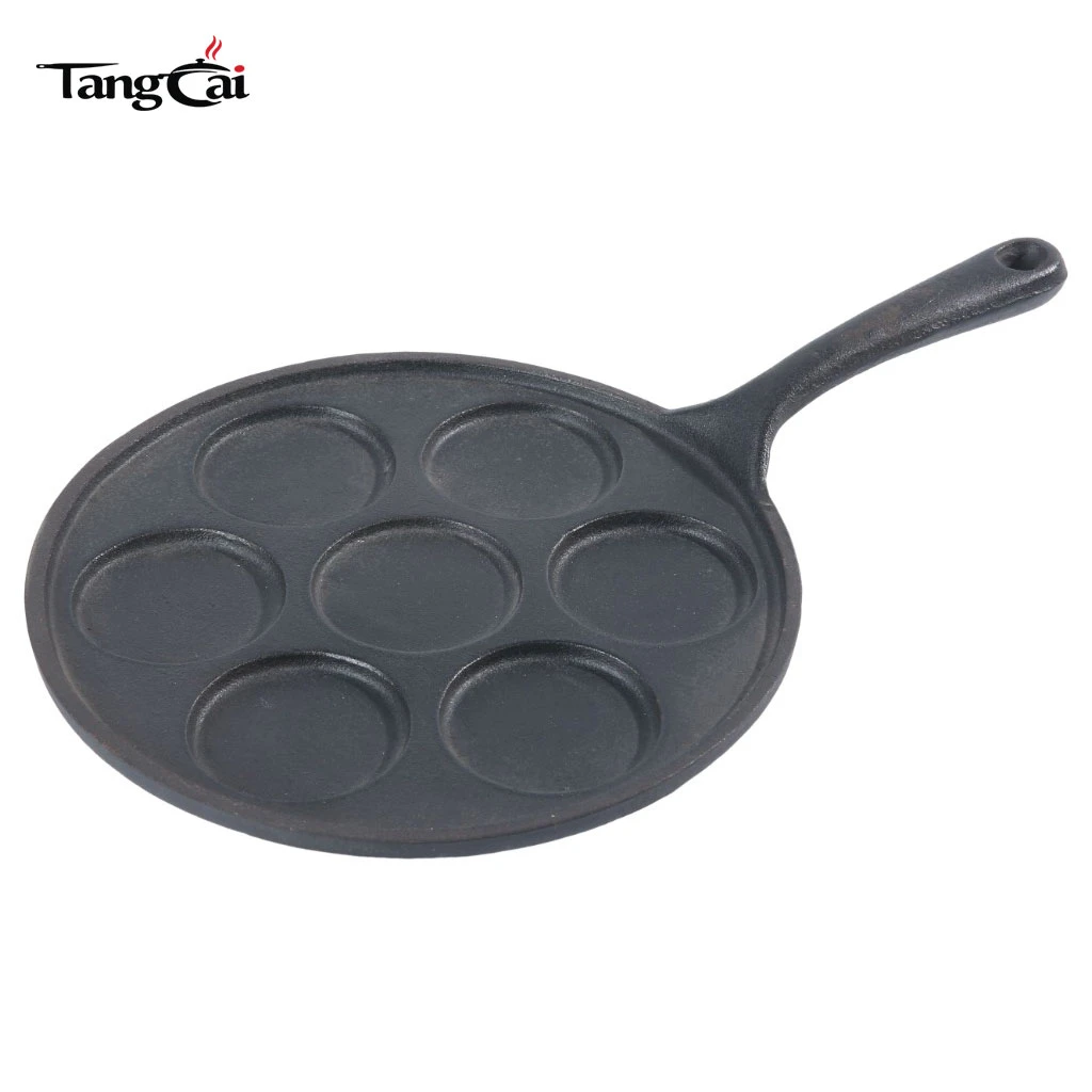 Mini po&ecirc;le &agrave; cr&ecirc;pes de 7&nbsp;tasses, po&ecirc;le Plett en fonte pr&eacute;-assaisonn&eacute;e pour petit-d&eacute;jeuner avec sept sections de 2,5&nbsp;pouces de diam&egrave;tre