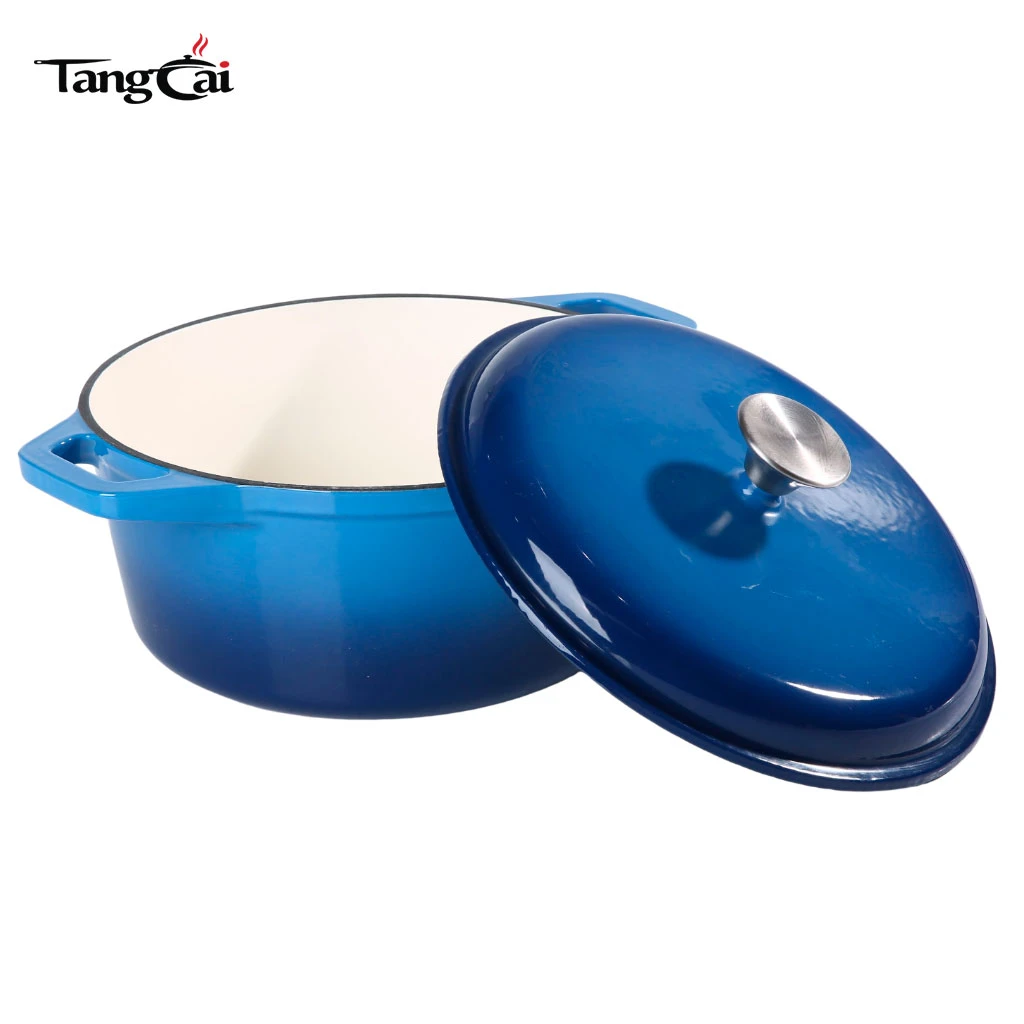 Four hollandaise en fonte &eacute;maill&eacute;e bleue de 6&nbsp;litres, cocotte robuste et braisi&egrave;re avec couvercle