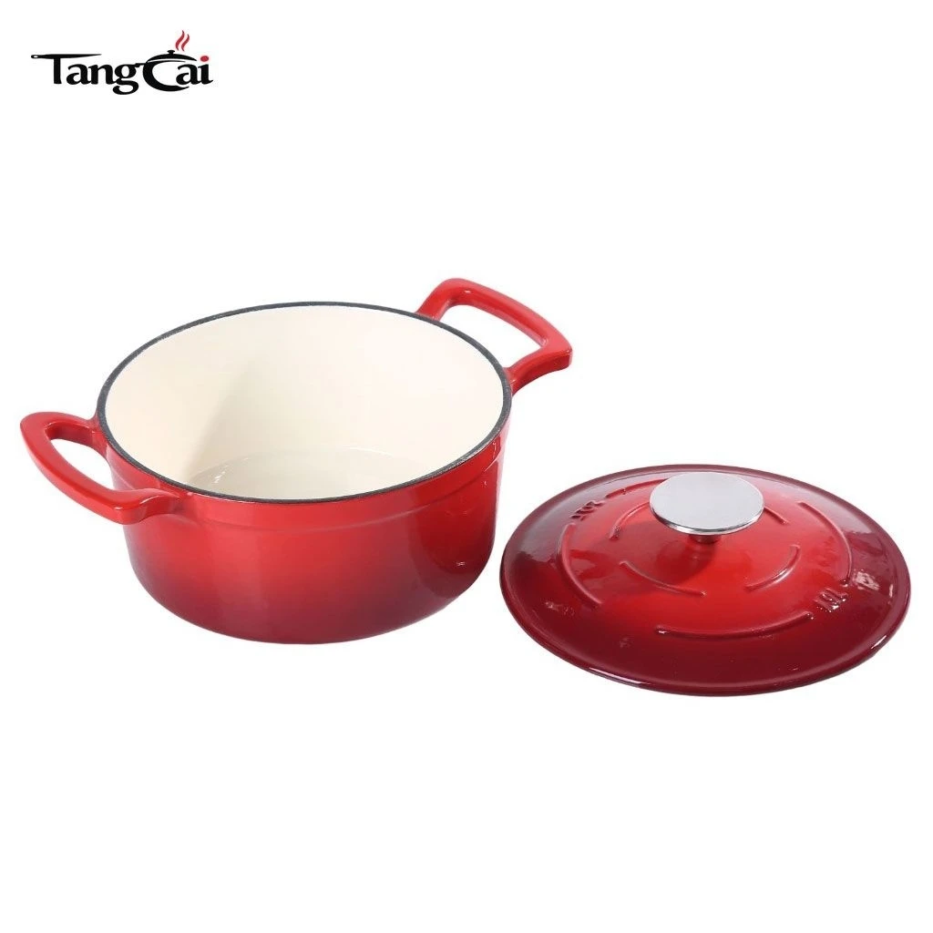 Four hollandaise en fonte &eacute;maill&eacute;e rouge de 5,5&nbsp;QT, batterie de cuisine multifonction