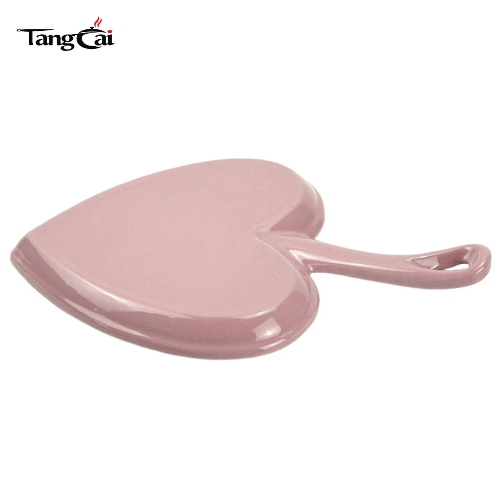 Mini ustensiles de cuisson en forme de c&oelig;ur en fonte &eacute;maill&eacute;e rose Skillet