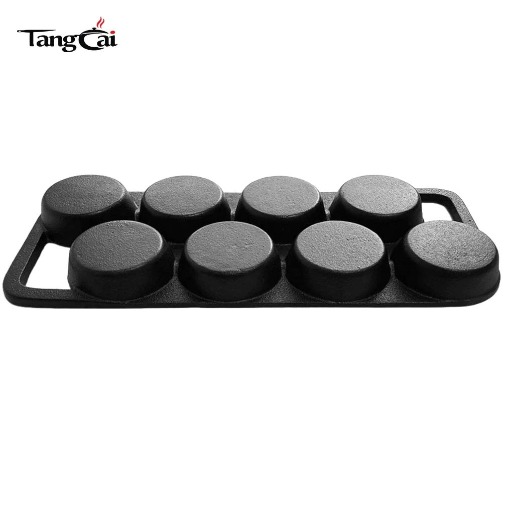 Moule de cuisson en fonte &agrave; 8&nbsp;trous, pr&eacute;-assaisonn&eacute; Moule &agrave; muffins et pain de ma&iuml;s, po&ecirc;le antiadh&eacute;sive pour la cuisson individuelle et le petit-d&eacute;jeuner