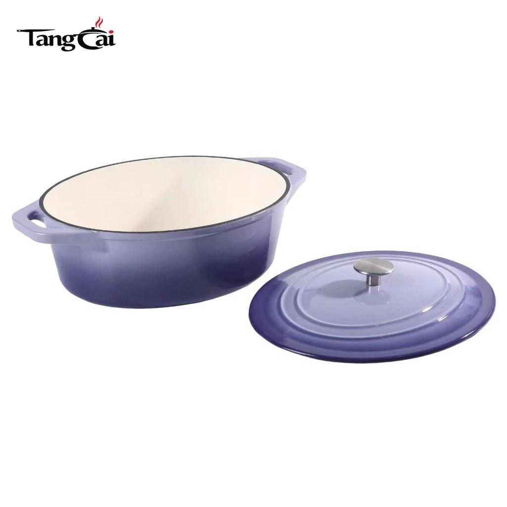 Four hollandais ovale en fonte &eacute;maill&eacute;e de couleur violette de 7 litres, marmite &agrave; soupe de taille familiale