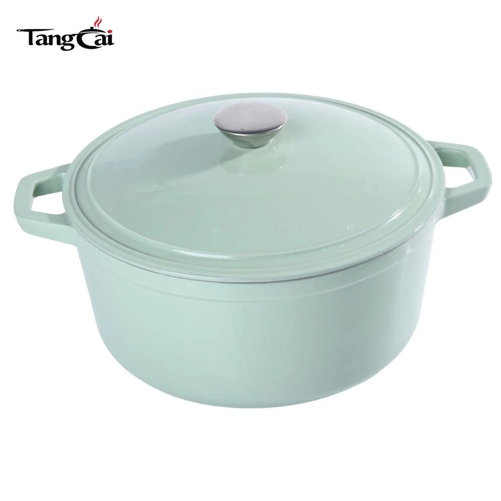Marmite ronde en fonte &eacute;maill&eacute;e de style moderne de 5,5 QT avec couvercle