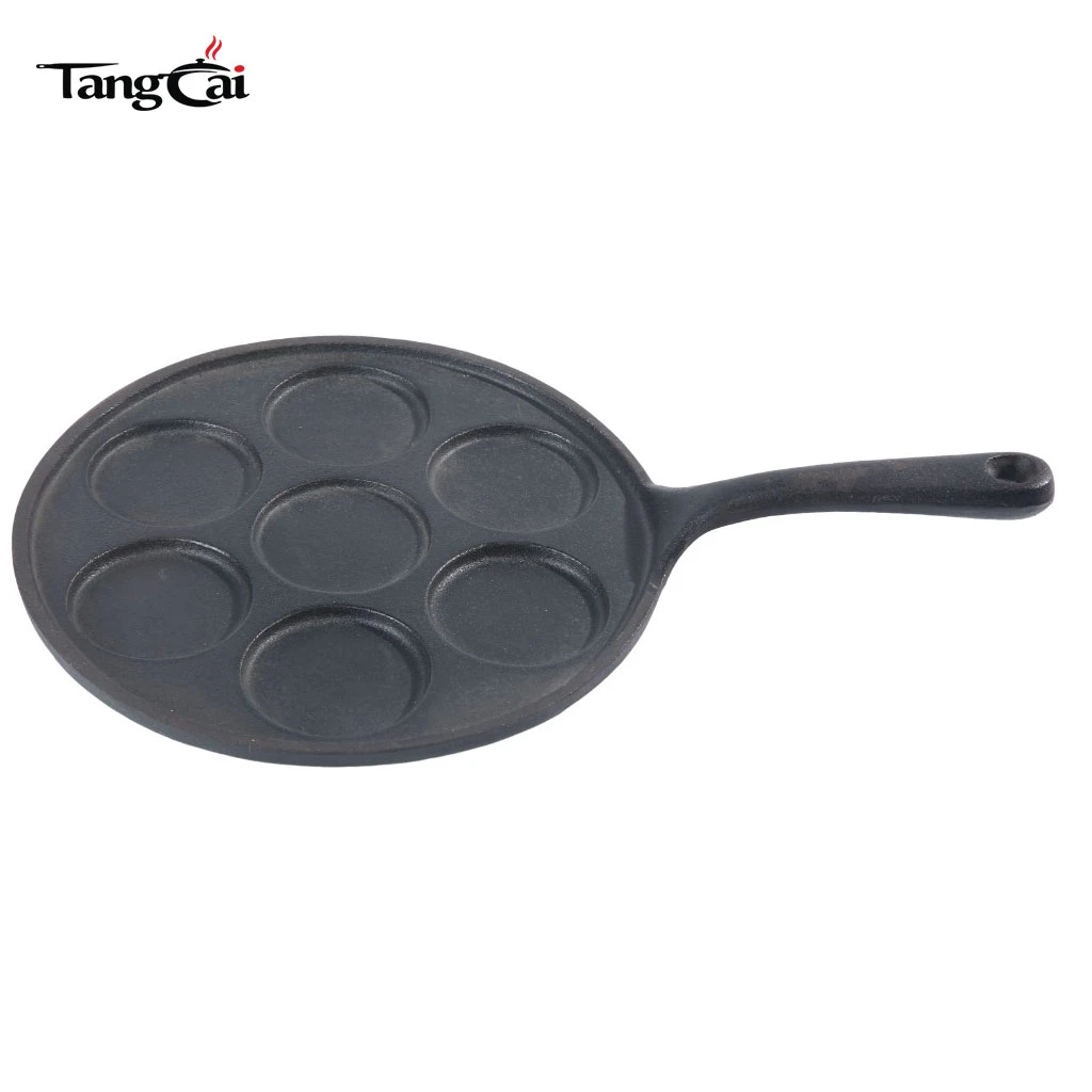 Mini po&ecirc;le &agrave; cr&ecirc;pes de 7&nbsp;tasses, po&ecirc;le Plett en fonte pr&eacute;-assaisonn&eacute;e pour petit-d&eacute;jeuner avec sept sections de 2,5&nbsp;pouces de diam&egrave;tre
