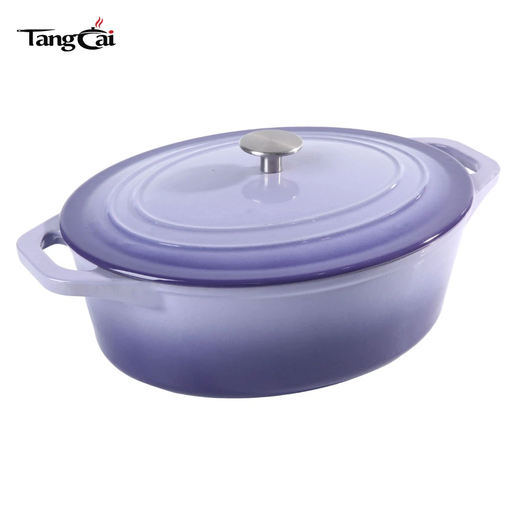 Four hollandais ovale en fonte &eacute;maill&eacute;e de couleur violette de 7 litres, marmite &agrave; soupe de taille familiale