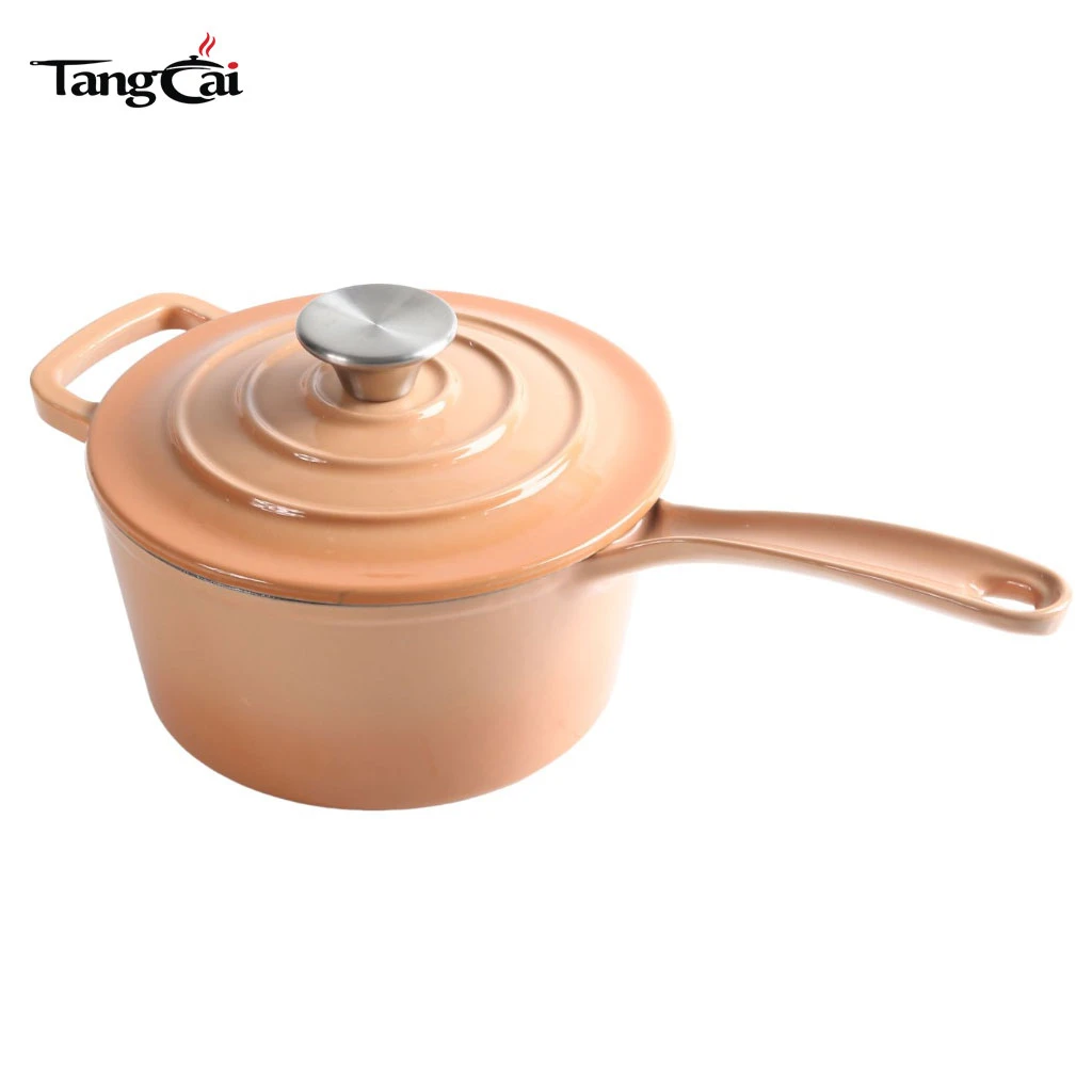 Casserole en fonte &eacute;maill&eacute;e de 3,5&nbsp;quarts avec couvercle Mini po&ecirc;le profonde avec poign&eacute;e longue