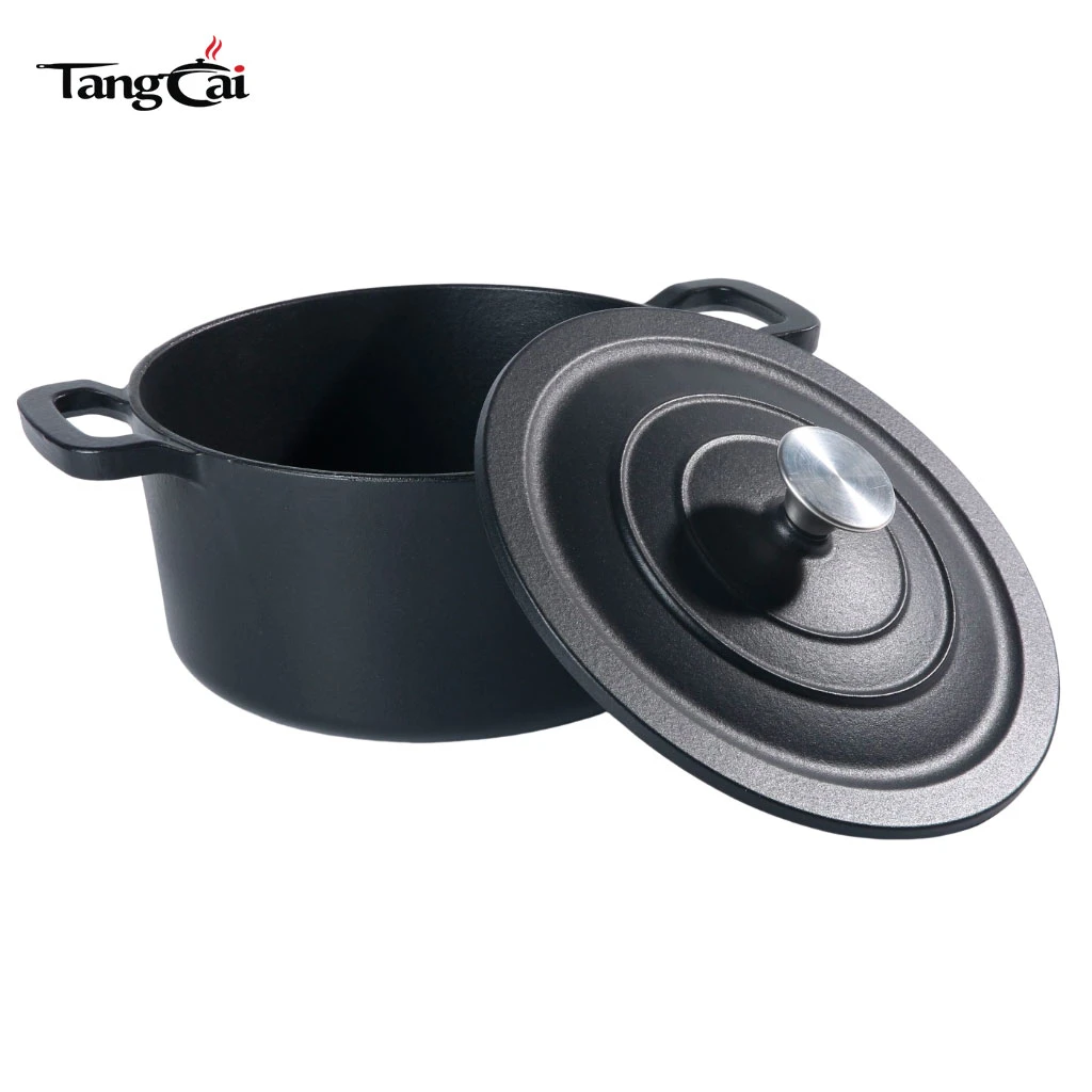 Four hollandaise en fonte &eacute;maill&eacute;e de 7&nbsp;quarts Marmite&nbsp;&ndash;&nbsp;Noir mat&nbsp;&ndash;&nbsp;Marmite robuste pour la cuisson lente, le braisage et la cuisson au four
