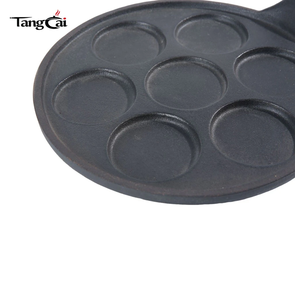 Mini po&ecirc;le &agrave; cr&ecirc;pes de 7&nbsp;tasses, po&ecirc;le Plett en fonte pr&eacute;-assaisonn&eacute;e pour petit-d&eacute;jeuner avec sept sections de 2,5&nbsp;pouces de diam&egrave;tre
