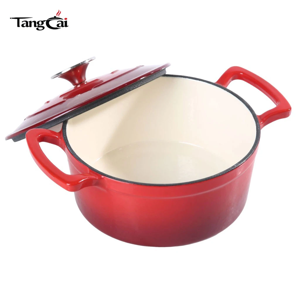 Four hollandaise en fonte &eacute;maill&eacute;e rouge de 5,5&nbsp;QT, batterie de cuisine multifonction