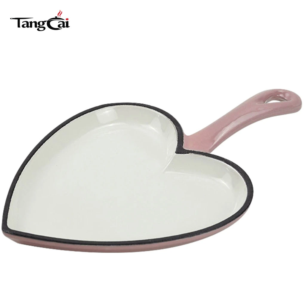 Mini ustensiles de cuisson en forme de c&oelig;ur en fonte &eacute;maill&eacute;e rose Skillet