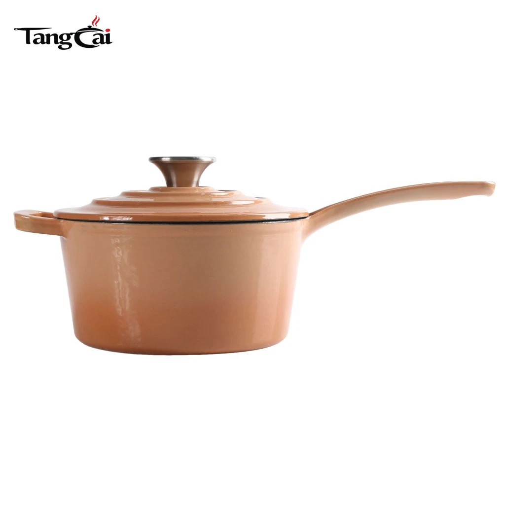 Casserole en fonte &eacute;maill&eacute;e de 3,5&nbsp;quarts avec couvercle Mini po&ecirc;le profonde avec poign&eacute;e longue