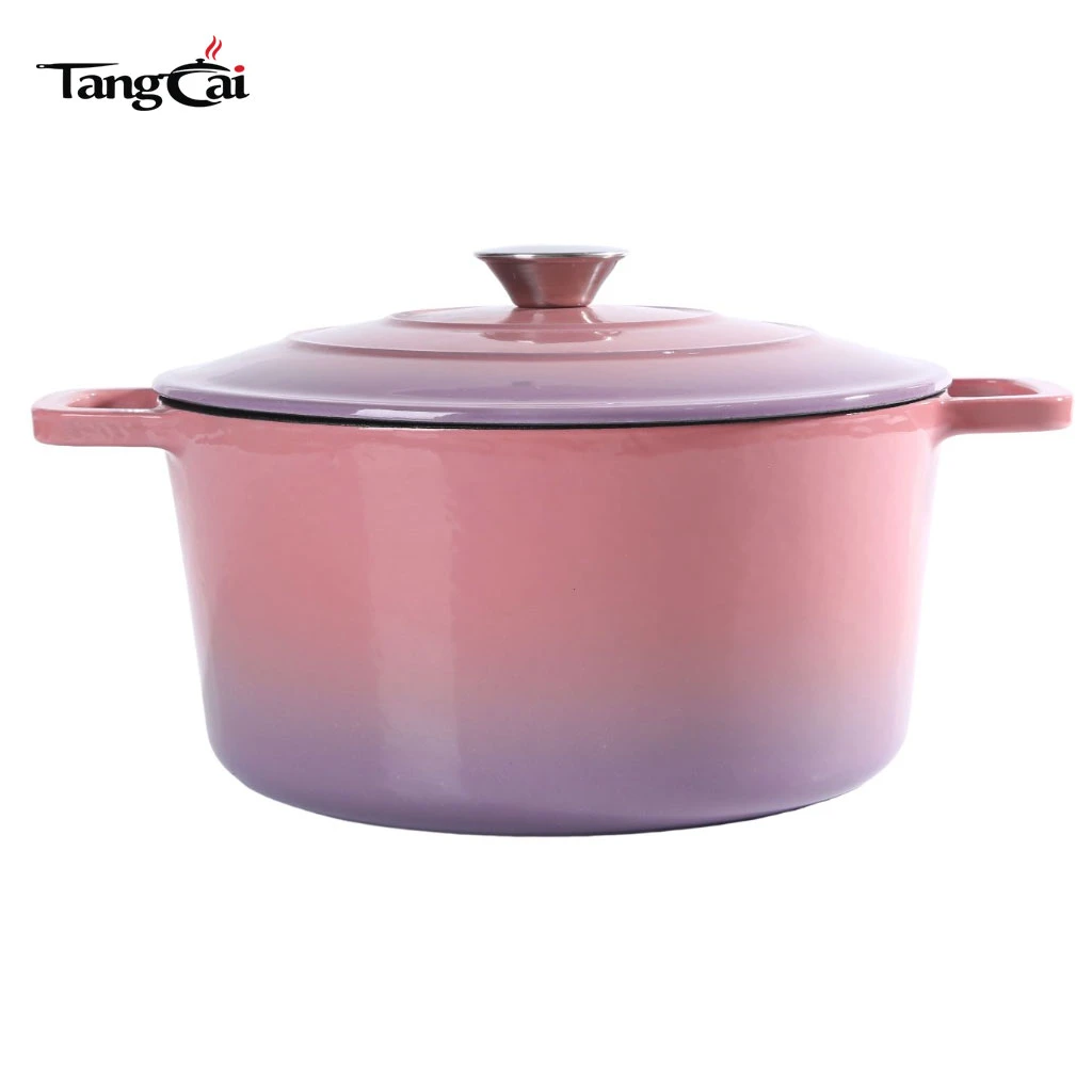 Four hollandaise en fonte &eacute;maill&eacute;e ronde personnalis&eacute;e de 5,5 QT avec couvercle, cocotte antiadh&eacute;sive pour la cuisson du pain au levain
