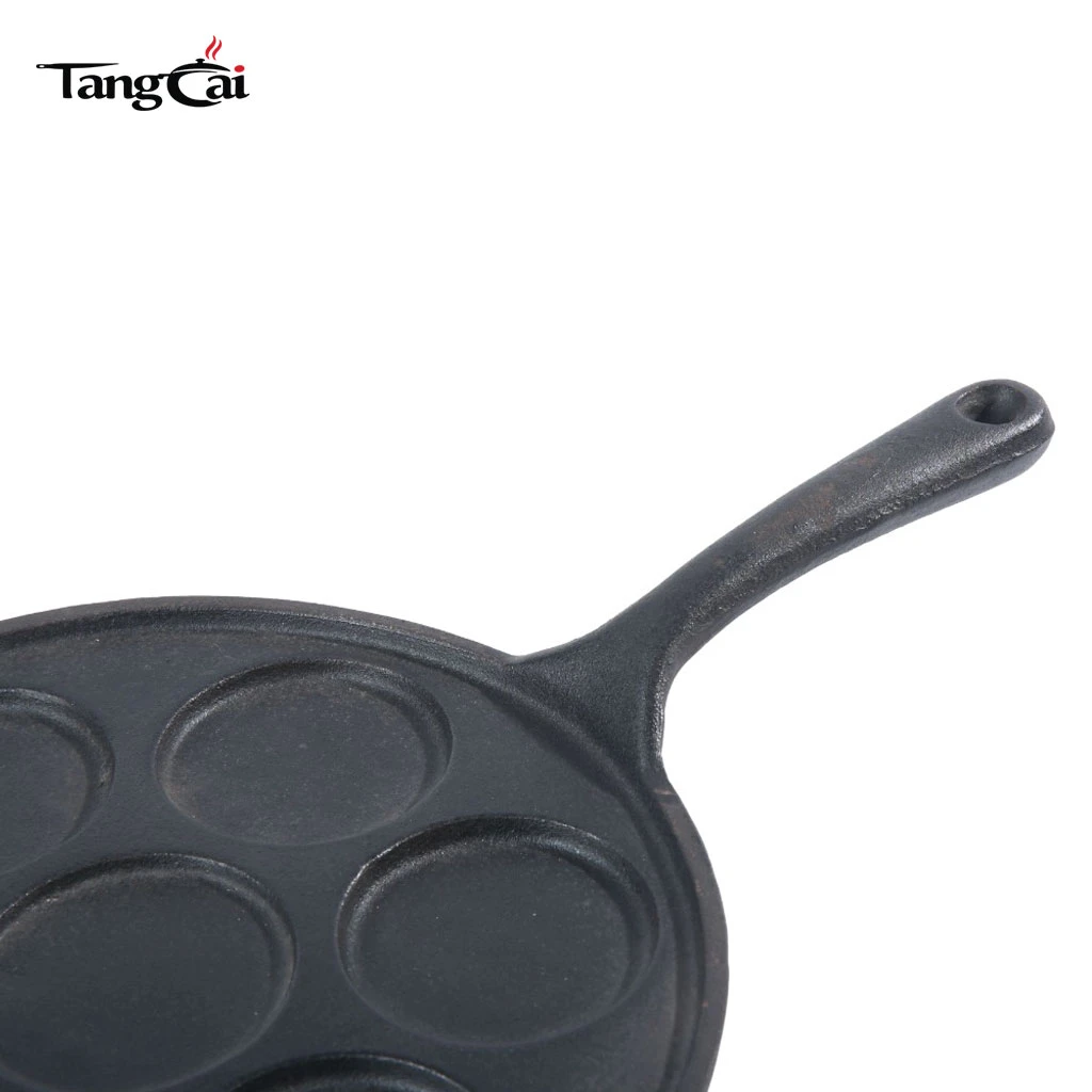 Mini po&ecirc;le &agrave; cr&ecirc;pes de 7&nbsp;tasses, po&ecirc;le Plett en fonte pr&eacute;-assaisonn&eacute;e pour petit-d&eacute;jeuner avec sept sections de 2,5&nbsp;pouces de diam&egrave;tre