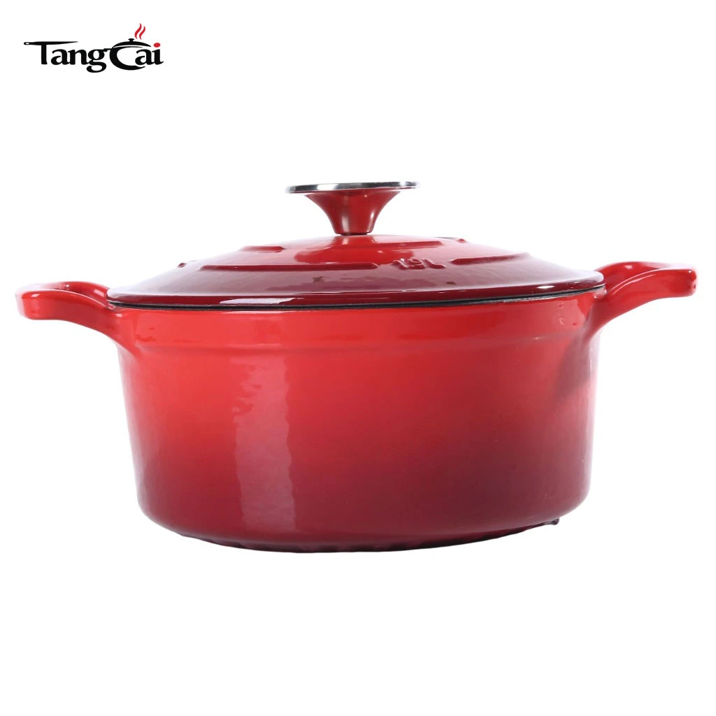Four hollandaise en fonte &eacute;maill&eacute;e rouge de 5,5&nbsp;QT, batterie de cuisine multifonction