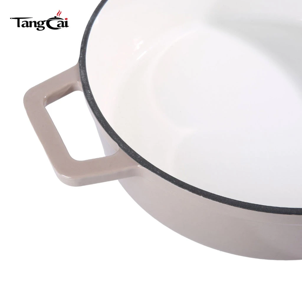 Vente en gros de petite cocotte en fonte &eacute;maill&eacute;e, mini Casserole de fruits de mer avec couvercle plat