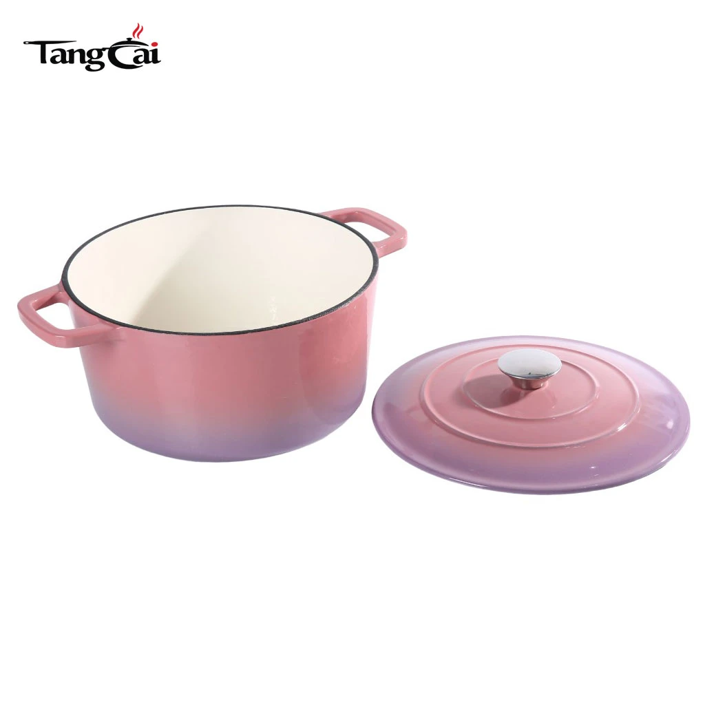 Four hollandaise en fonte &eacute;maill&eacute;e ronde personnalis&eacute;e de 5,5 QT avec couvercle, cocotte antiadh&eacute;sive pour la cuisson du pain au levain