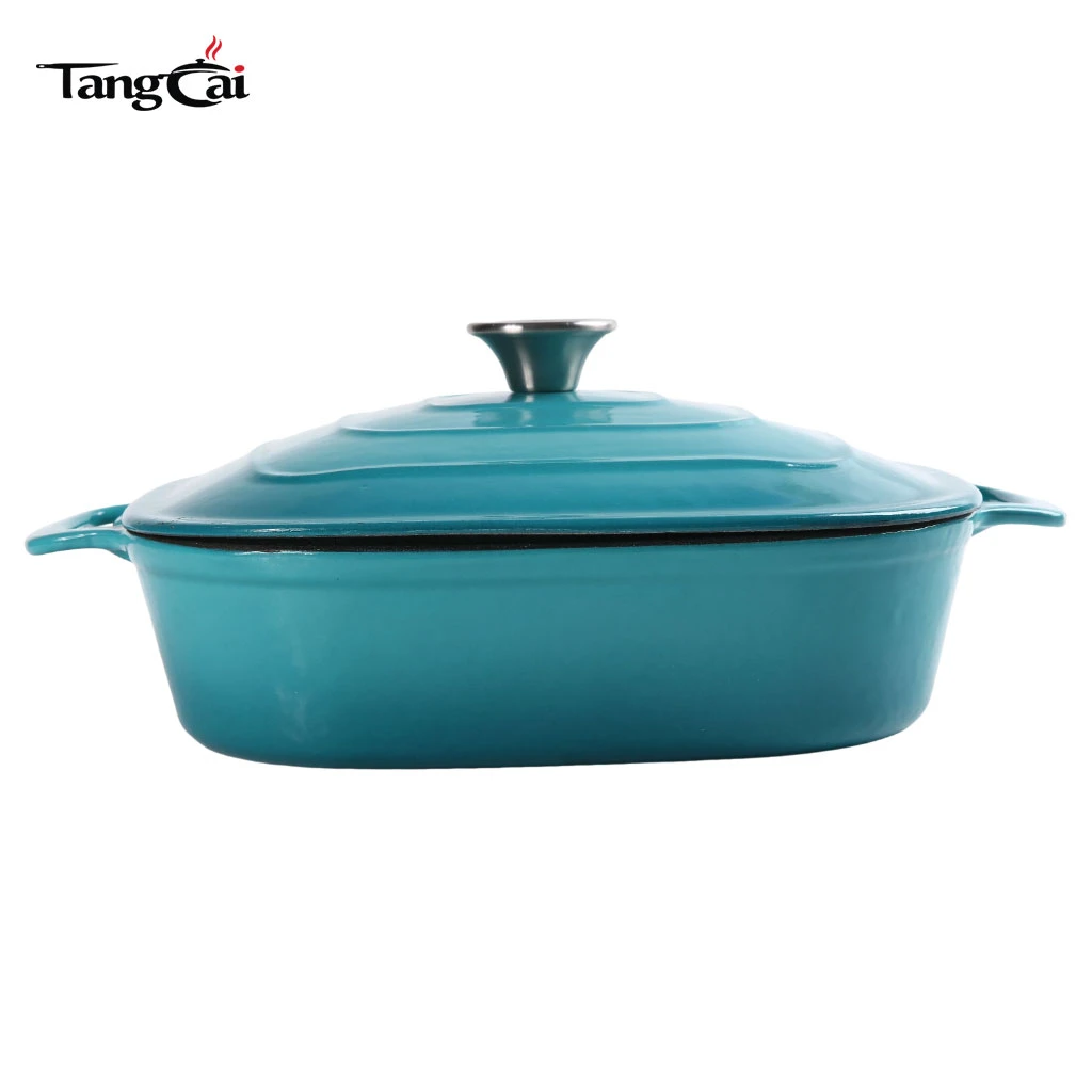 Fabricant d'ustensiles de cuisine OEM Four hollandais en fonte &eacute;maill&eacute;e de forme carr&eacute;e personnalis&eacute;e avec Couvercle pour la cuisson, le braisage, le rago&ucirc;t et le r&ocirc;tissage