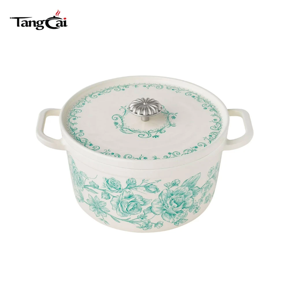 Tendances 2026&nbsp;2026&nbsp;Verrette florale Vintage Floral&nbsp;5&nbsp;QT Cocotte antiadh&eacute;sive en fonte &eacute;maill&eacute;e avec couvercle pour marques et marques priv&eacute;es