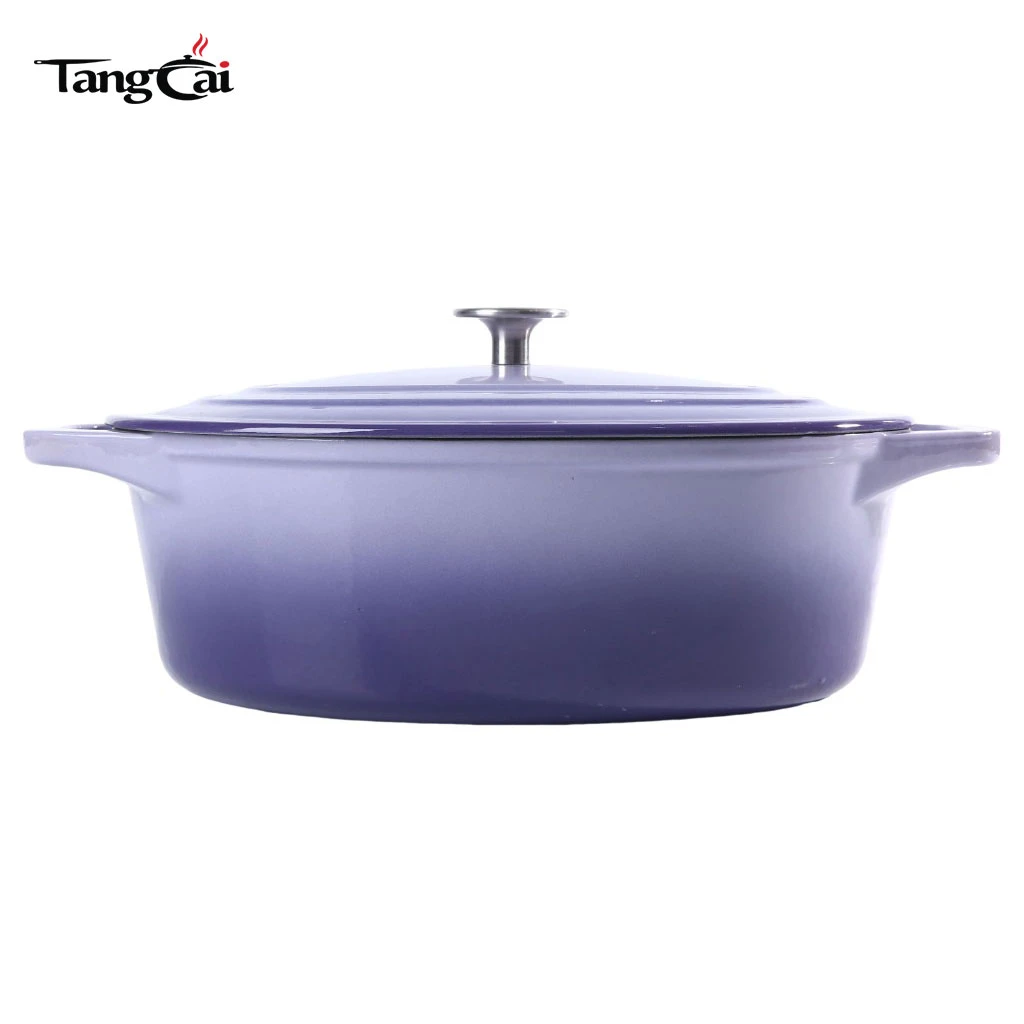 Four hollandais ovale en fonte &eacute;maill&eacute;e de couleur violette de 7 litres, marmite &agrave; soupe de taille familiale