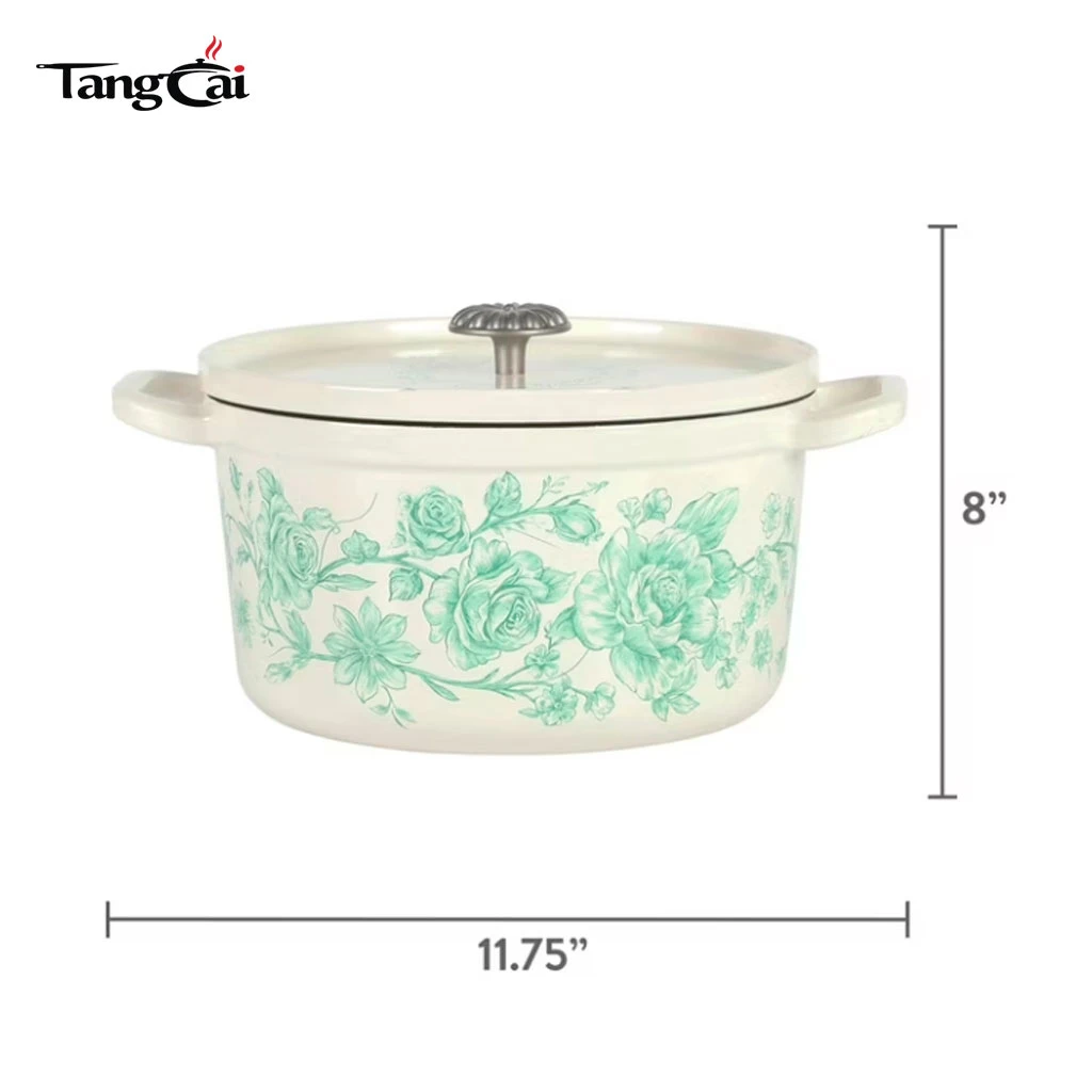 Tendances 2026&nbsp;2026&nbsp;Verrette florale Vintage Floral&nbsp;5&nbsp;QT Cocotte antiadh&eacute;sive en fonte &eacute;maill&eacute;e avec couvercle pour marques et marques priv&eacute;es