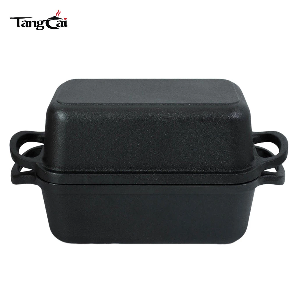 Moule &agrave; pain rectangulaire en fonte 2&nbsp;en&nbsp;1 avec couvercle, cuiseur combin&eacute; multi-usage pour la cuisson du pain 9&nbsp;x&nbsp;5&nbsp;pouces