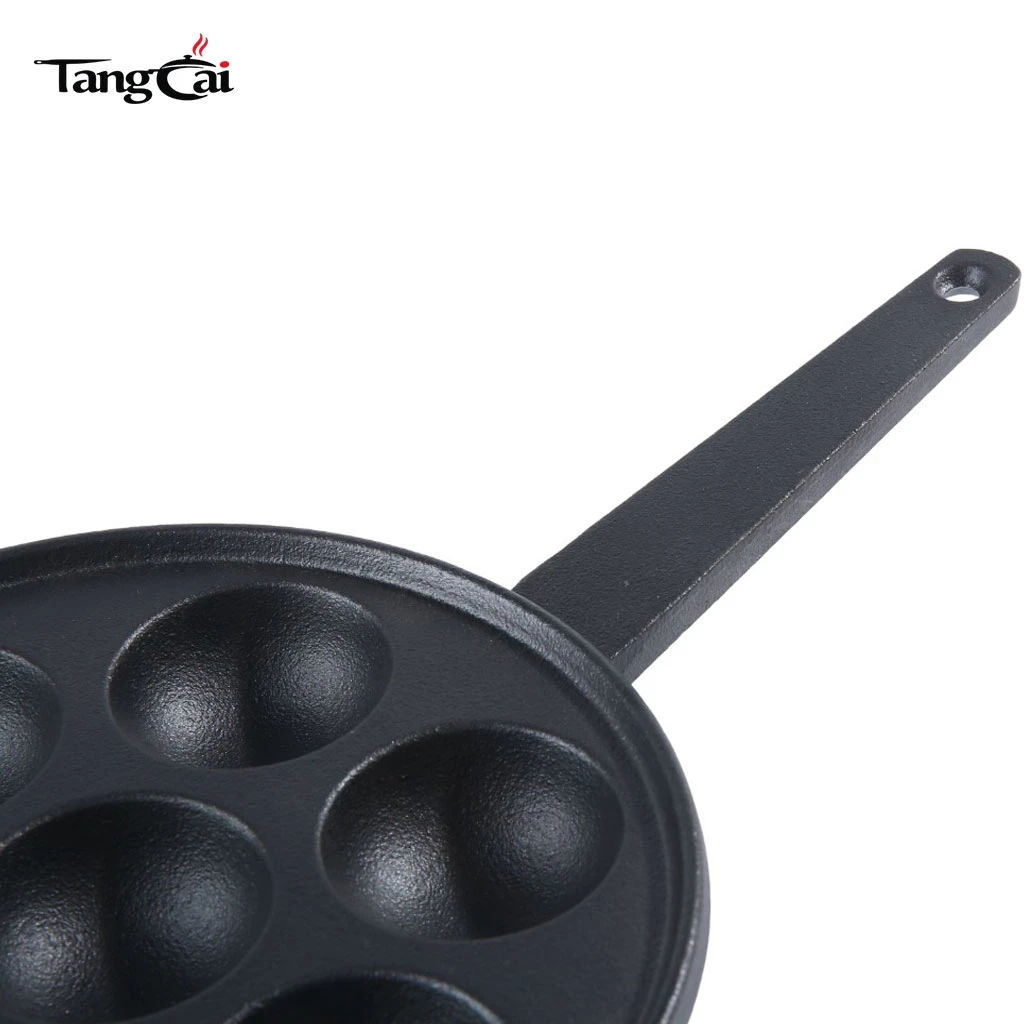 Po&ecirc;le Takoyaki en fonte &agrave; 7 trous, po&ecirc;le &agrave; griller antiadh&eacute;sive pr&eacute;-assaisonn&eacute;e pour boules de poulpe, choux de cr&ecirc;pes