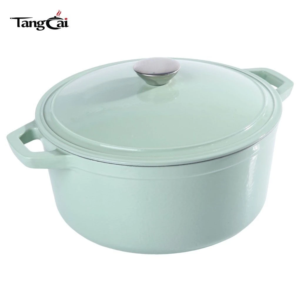 Marmite ronde en fonte &eacute;maill&eacute;e de style moderne de 5,5 QT avec couvercle