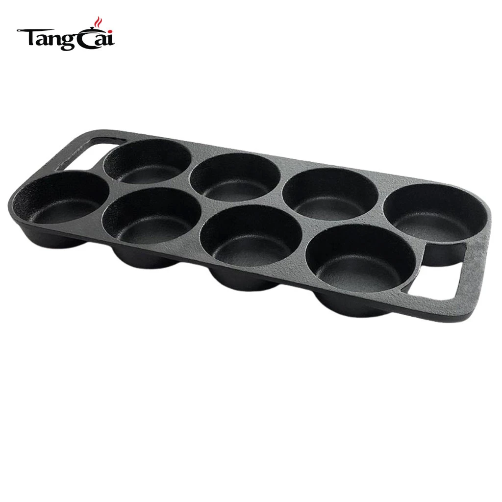 Moule de cuisson en fonte &agrave; 8&nbsp;trous, pr&eacute;-assaisonn&eacute; Moule &agrave; muffins et pain de ma&iuml;s, po&ecirc;le antiadh&eacute;sive pour la cuisson individuelle et le petit-d&eacute;jeuner