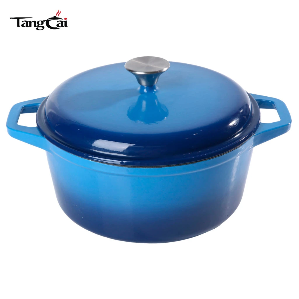 Four hollandaise en fonte &eacute;maill&eacute;e bleue de 6&nbsp;litres, cocotte robuste et braisi&egrave;re avec couvercle