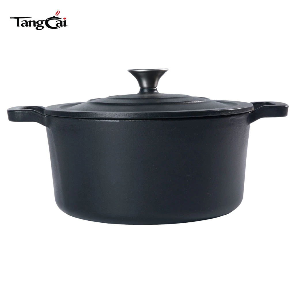 Four hollandaise en fonte &eacute;maill&eacute;e de 7&nbsp;quarts Marmite&nbsp;&ndash;&nbsp;Noir mat&nbsp;&ndash;&nbsp;Marmite robuste pour la cuisson lente, le braisage et la cuisson au four