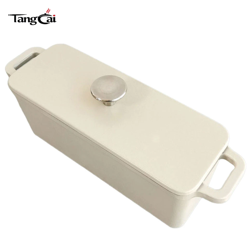 Moule &agrave; pain rectangulaire en fonte &eacute;maill&eacute;e personnalis&eacute;e avec couvercle, moule &agrave; pain de viande polyvalent, four &agrave; pain certifi&eacute; FDA LFGB