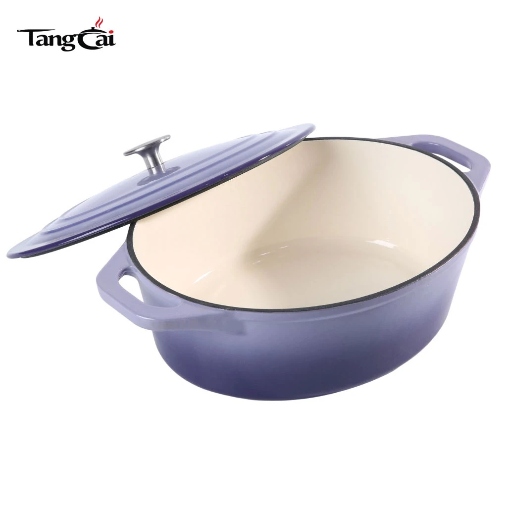 Four hollandais ovale en fonte &eacute;maill&eacute;e de couleur violette de 7 litres, marmite &agrave; soupe de taille familiale