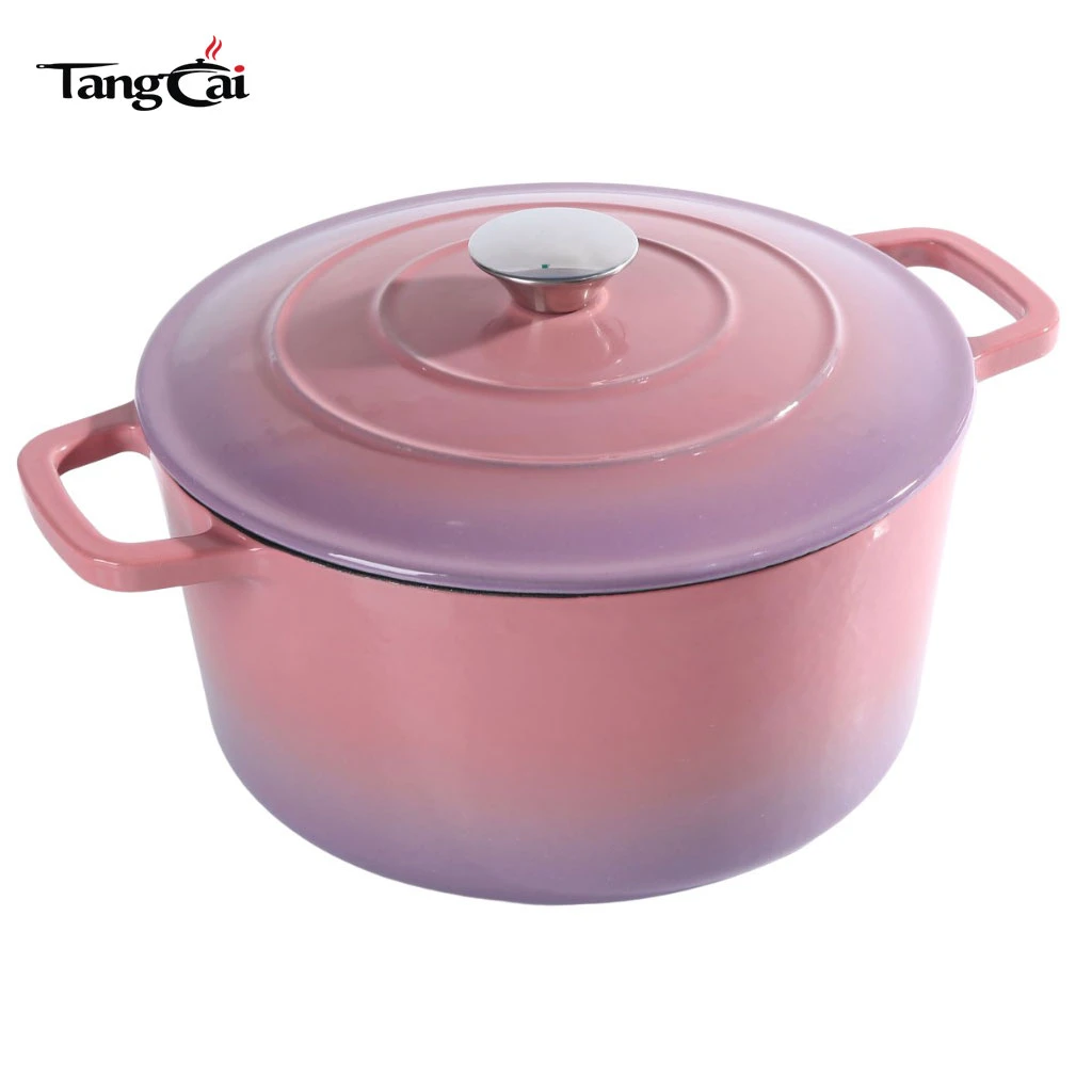 Four hollandaise en fonte &eacute;maill&eacute;e ronde personnalis&eacute;e de 5,5 QT avec couvercle, cocotte antiadh&eacute;sive pour la cuisson du pain au levain