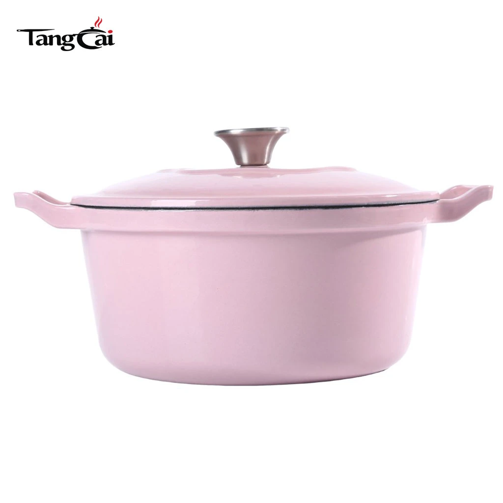 Four hollandais en fonte &eacute;maill&eacute;e de 5,5&nbsp;quarts rose tendance, plusieurs tailles au choix