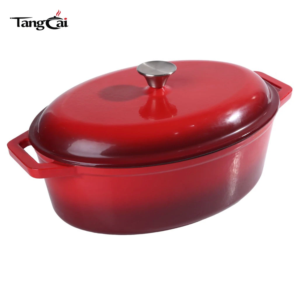 Four hollandaise en fonte &eacute;maill&eacute;e de tr&egrave;s grande capacit&eacute; sur mesure, cocotte ovale de grande taille Pot avec couvercle