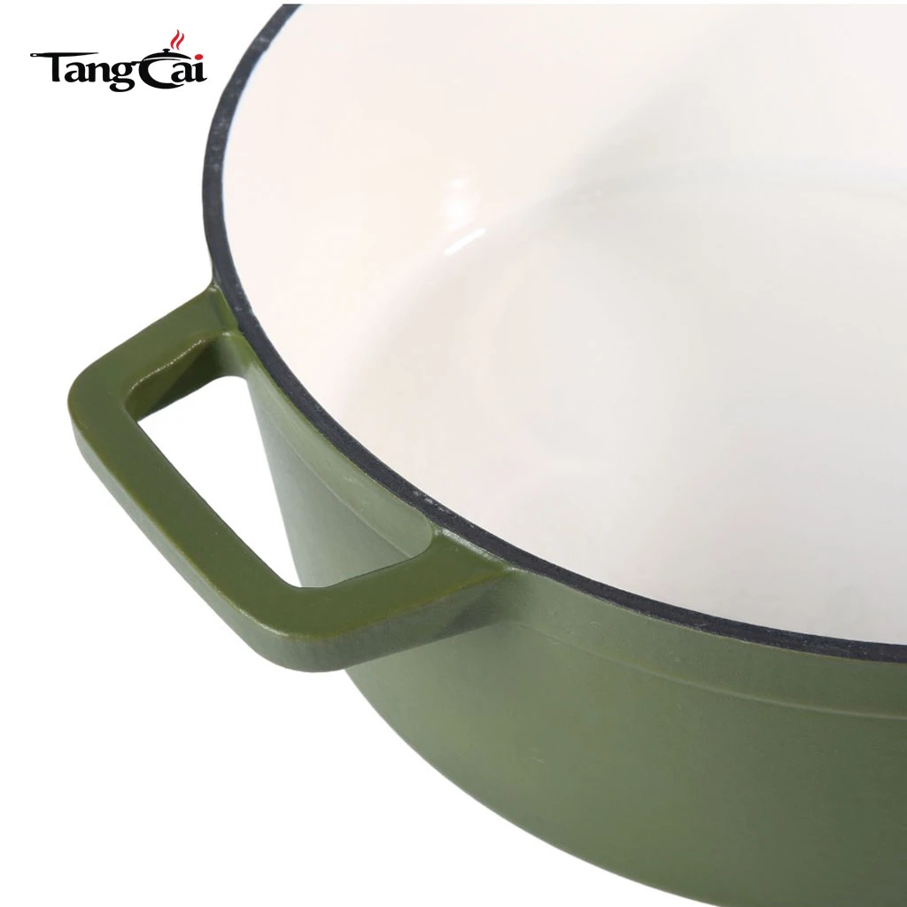 Four hollandaise en fonte &eacute;maill&eacute;e vert fonc&eacute; mat personnalis&eacute; de 6,5&nbsp;QT avec couvercle plat