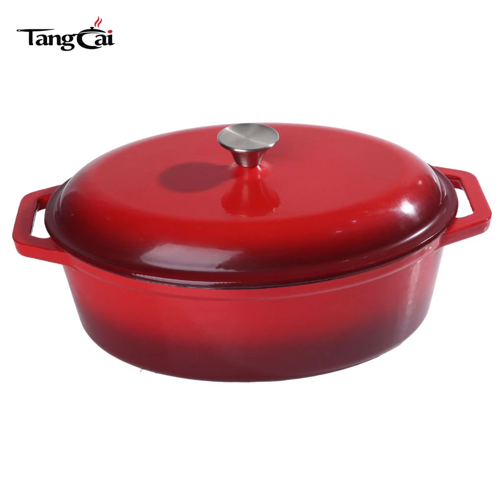 Four hollandaise en fonte &eacute;maill&eacute;e de tr&egrave;s grande capacit&eacute; sur mesure, cocotte ovale de grande taille Pot avec couvercle
