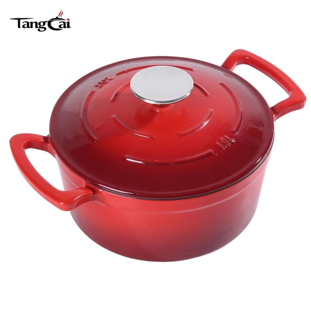 Four hollandaise en fonte &eacute;maill&eacute;e rouge de 5,5&nbsp;QT, batterie de cuisine multifonction