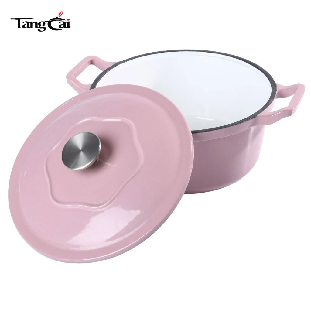 Four hollandais en fonte &eacute;maill&eacute;e de 5,5&nbsp;quarts rose tendance, plusieurs tailles au choix