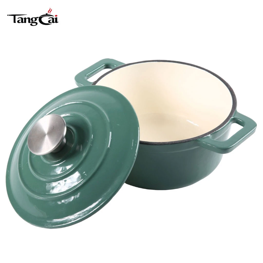 Mini cocotte en fonte &eacute;maill&eacute;e de 2,5&nbsp;QT avec couvercle&nbsp;&ndash; Petite cocotte antiadh&eacute;sive pour Cuisson &agrave; la vapeur, cuisson et r&ocirc;tissage