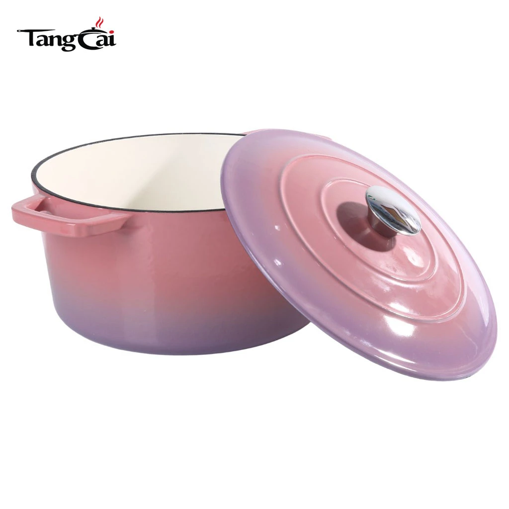 Four hollandaise en fonte &eacute;maill&eacute;e ronde personnalis&eacute;e de 5,5 QT avec couvercle, cocotte antiadh&eacute;sive pour la cuisson du pain au levain