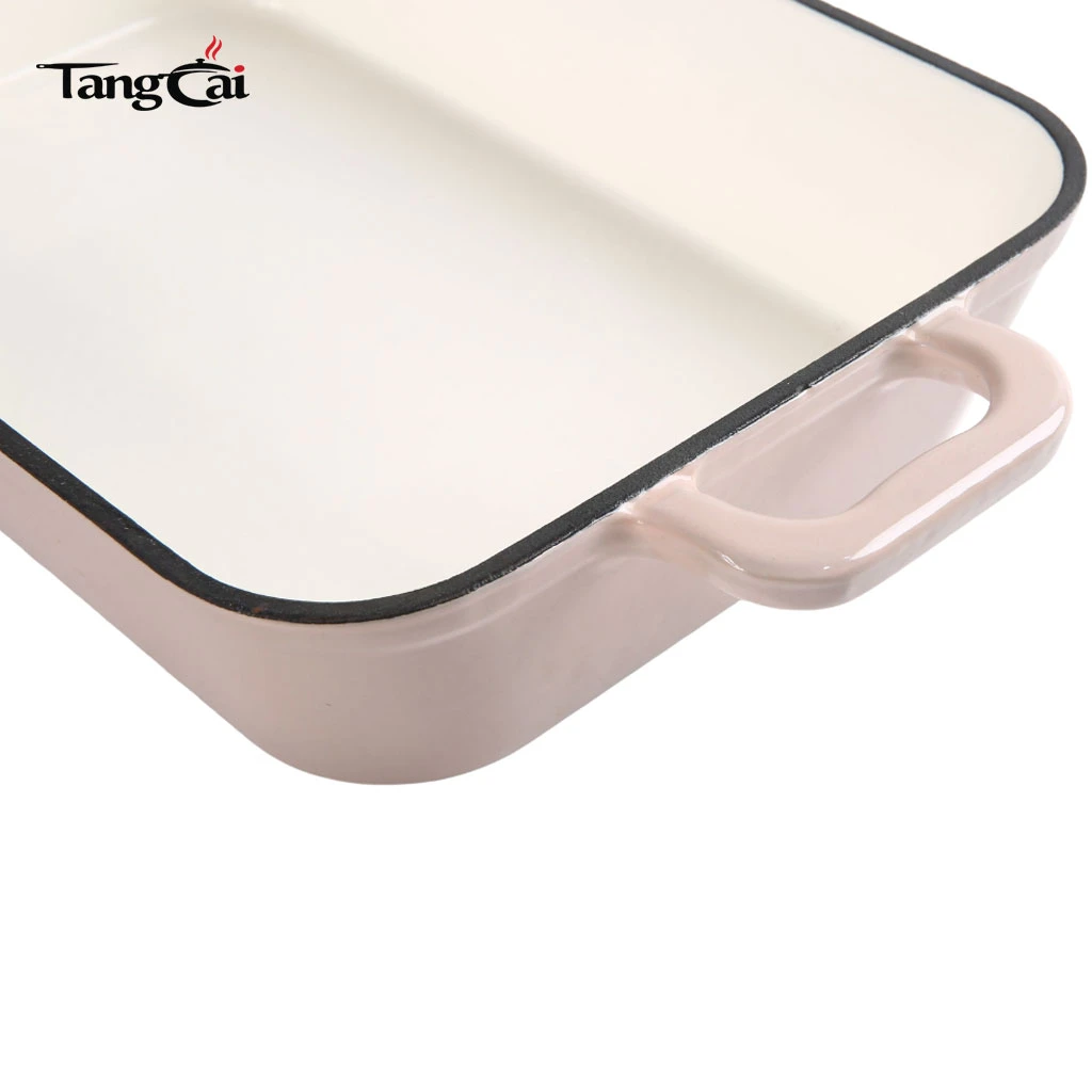 R&ocirc;tissoire profonde rectangulaire en fonte &eacute;maill&eacute;e - Cuisson robuste Plateau &agrave; lasagnes antiadh&eacute;sif durable