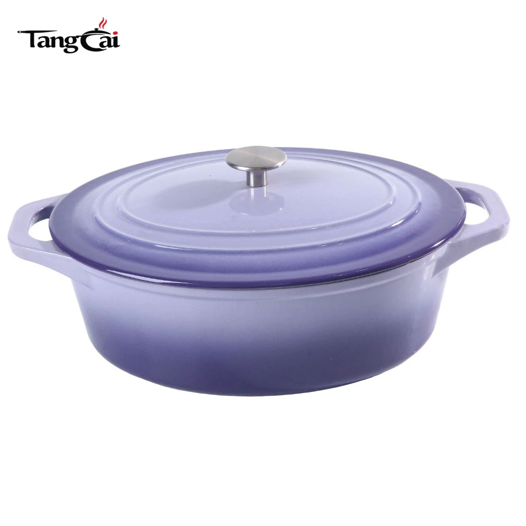 Four hollandais ovale en fonte &eacute;maill&eacute;e de couleur violette de 7 litres, marmite &agrave; soupe de taille familiale