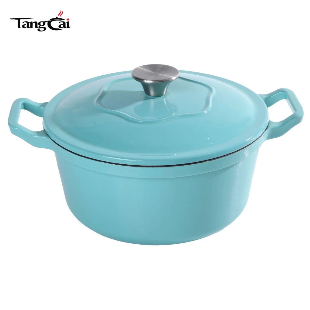 Four hollandaise ronde classique en fonte &eacute;maill&eacute;e de 5&nbsp;QT&nbsp;- Cocotte bleue Tiffany Pot &agrave; soupe pour la cuisson du pain au levain