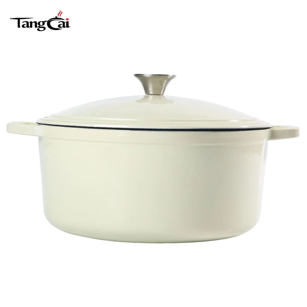 Fouti&egrave;re hollandaise ronde minimaliste en fonte &eacute;maill&eacute;e blanc cr&egrave;me de 5,5&nbsp;quarts Four
