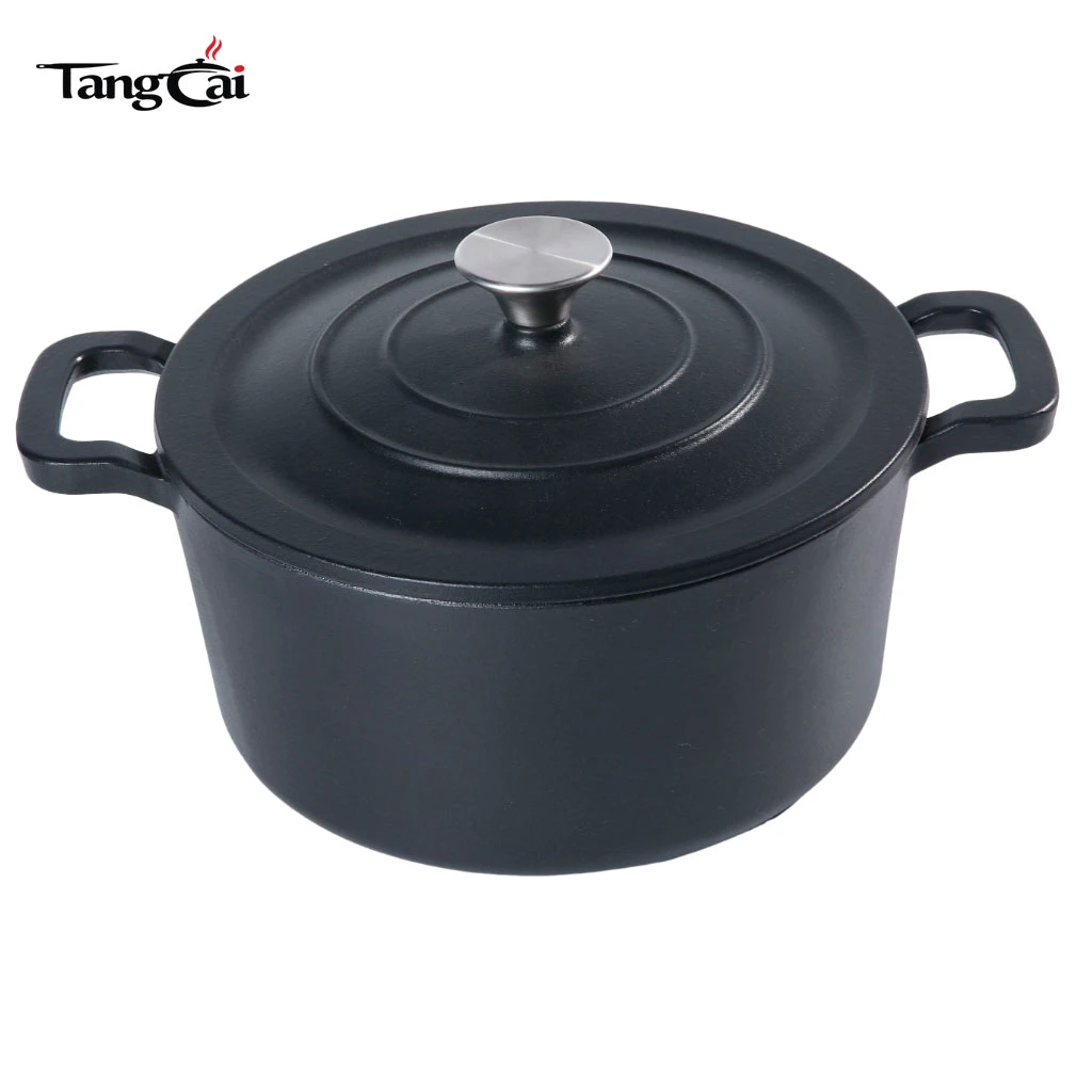 Four hollandaise en fonte &eacute;maill&eacute;e de 7&nbsp;quarts Marmite&nbsp;&ndash;&nbsp;Noir mat&nbsp;&ndash;&nbsp;Marmite robuste pour la cuisson lente, le braisage et la cuisson au four